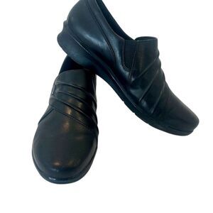 Clarks Women's Hope Roxanne Ultimate Comfort Black Leather Slip-On, Size 8.5